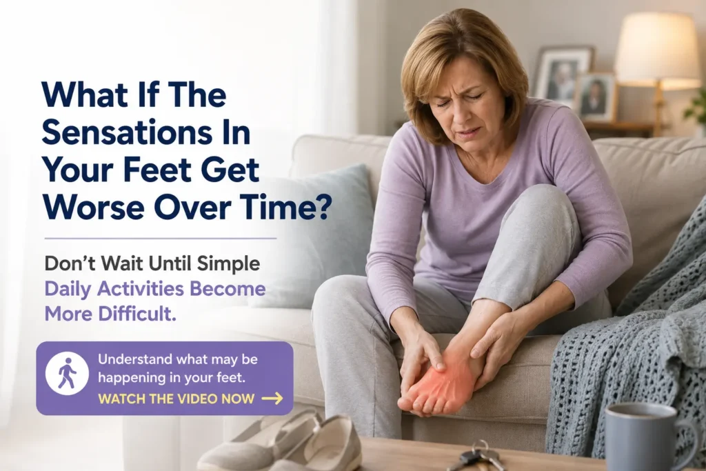 Woman with small fiber neuropathy experiencing burning and unusual sensations in her feet